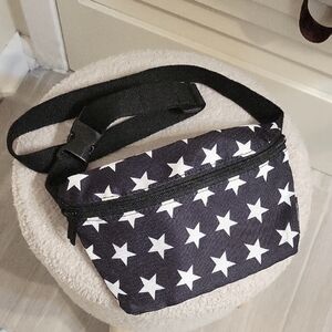 Star Patterned Black and White Fanny Pack